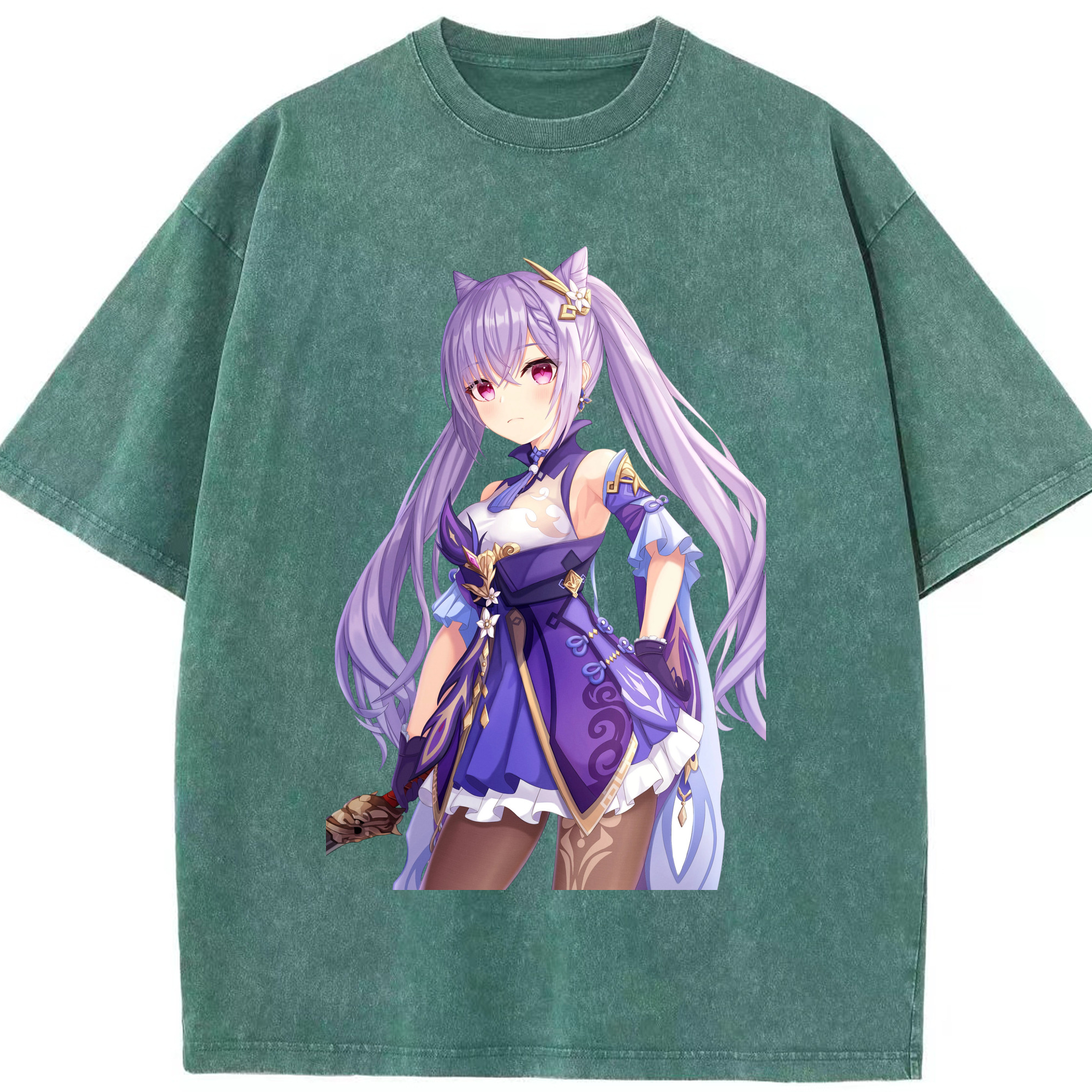 げんし神 刻晴 こくせい genshin Kokusei 綿100% ヴィンテージ風 半袖Tシャツ（フロントプリント）